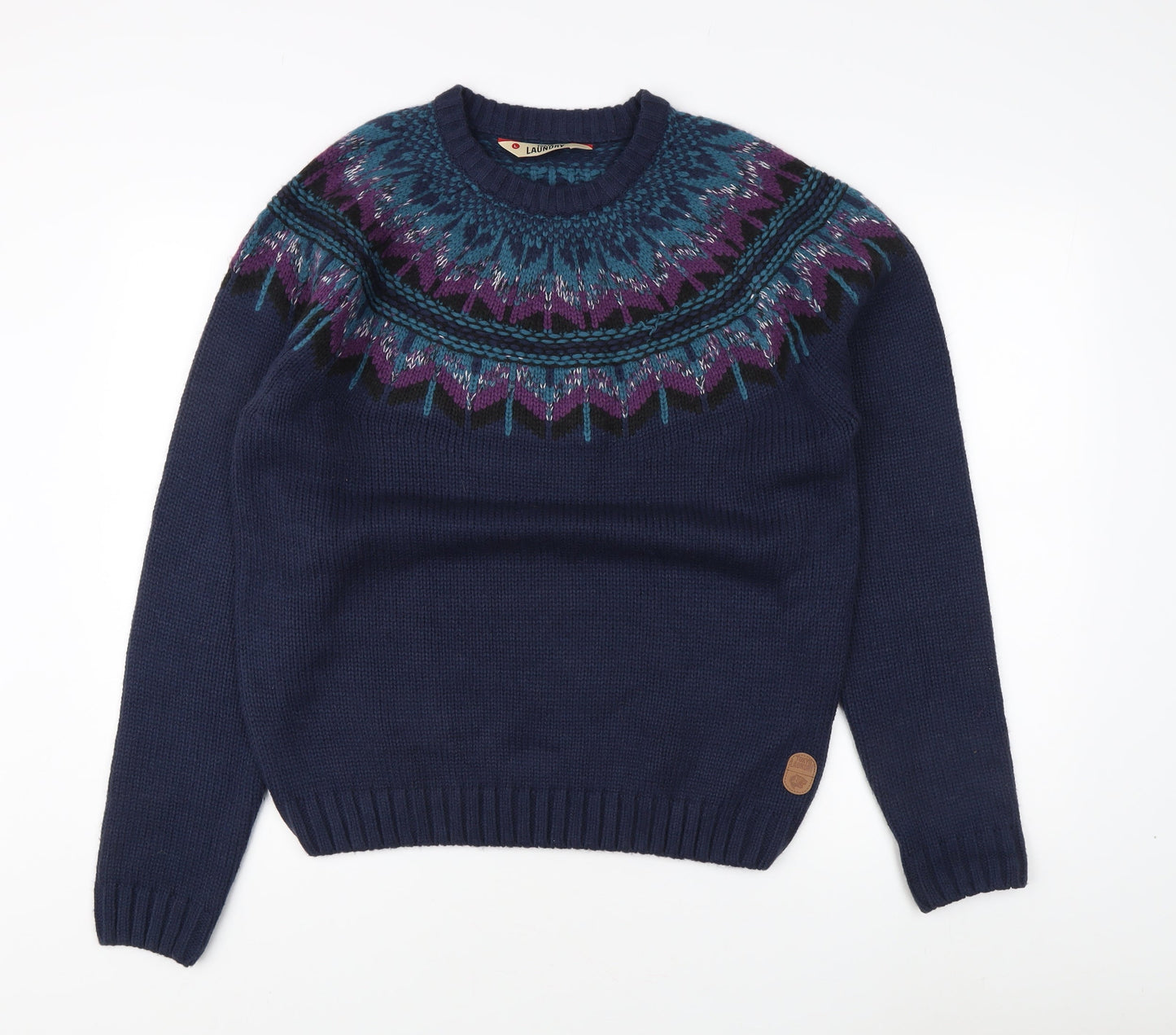 Tokyo Laundry Men's Blue Fair Isle Pullover, Size L