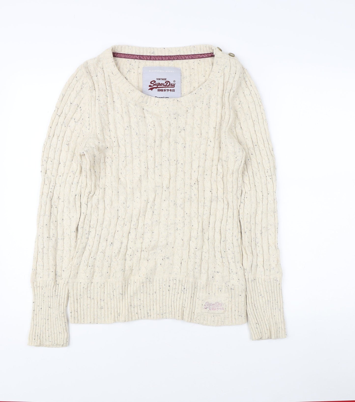 Superdry Women's Ivory Cable-Knit Jumper, L, Casual