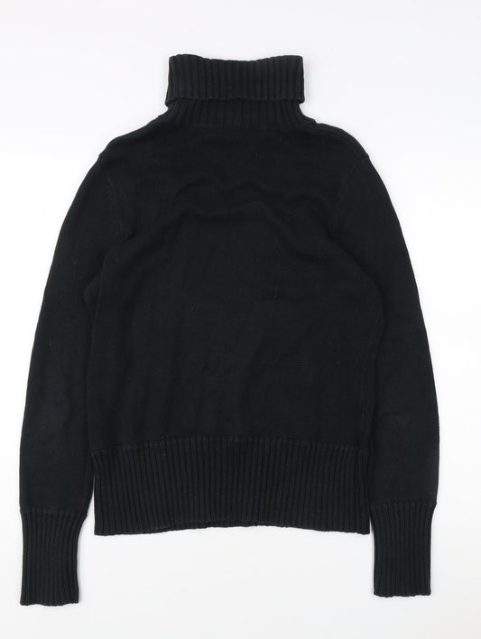 DKNY Women's Black Roll Neck Jumper - Size L, Logo Accent