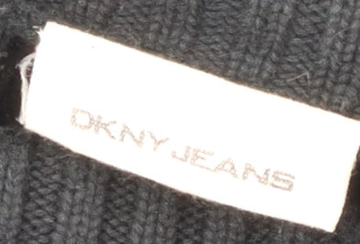 DKNY Women's Black Roll Neck Jumper - Size L, Logo Accent