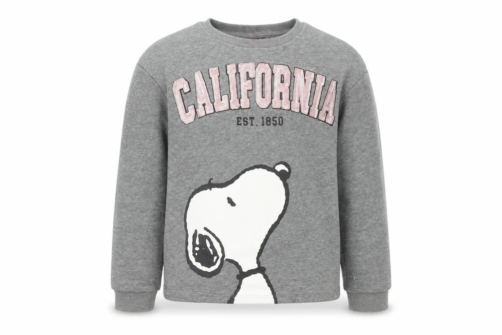 Peanuts Girls' Grey Snoopy Sweatshirt, 9 Years, Pullover Style