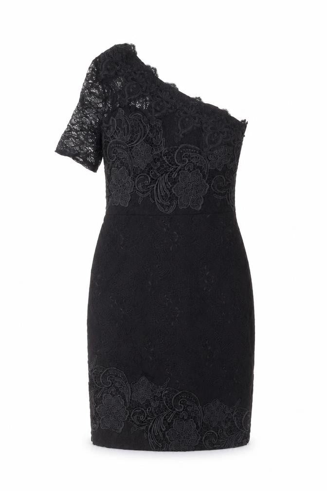 Autograph Women's Black Lace One Shoulder Dress Size 12