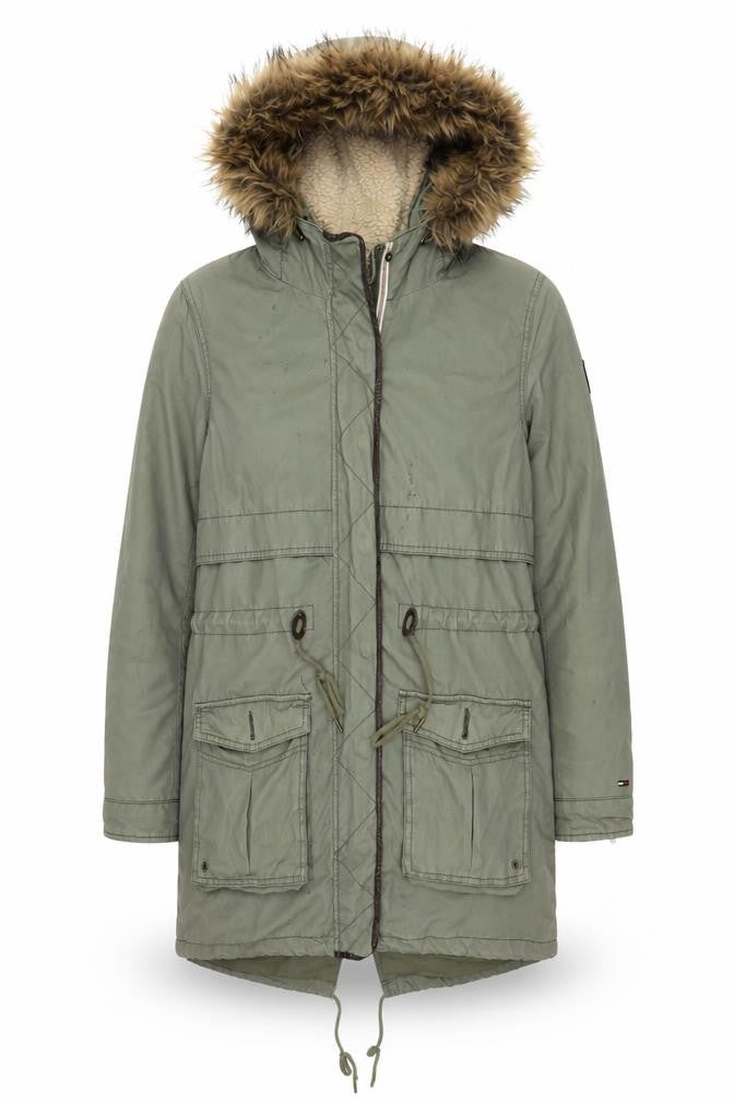 Womens UK Size S Regular Tommy Hilfiger Green Cotton Jacket