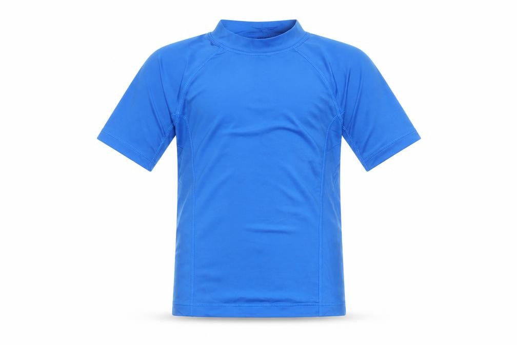 Front view of Lands' End boys’ blue short sleeve top -, size S, 6-7 years