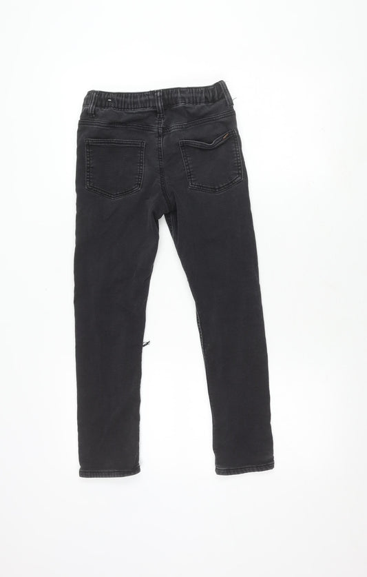 MNG Boys Black Trousers, Size 12 Years, Elastic Waist, Ripped