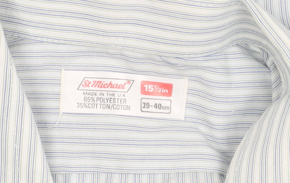 St Michael Grey Men's 15.5 Button-Up Shirt - Classic Stripes