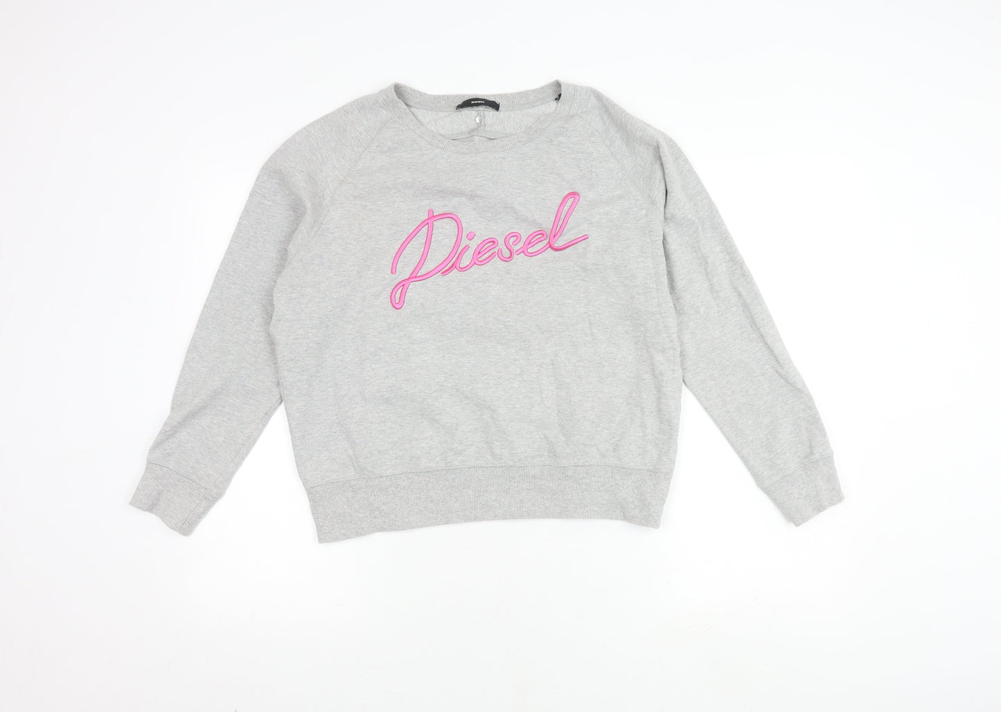 Diesel Women's Grey Logo Pullover Sweatshirt S
