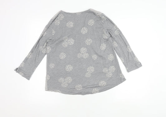 White Stuff Women's Grey V-Neck Floral Top Size 10