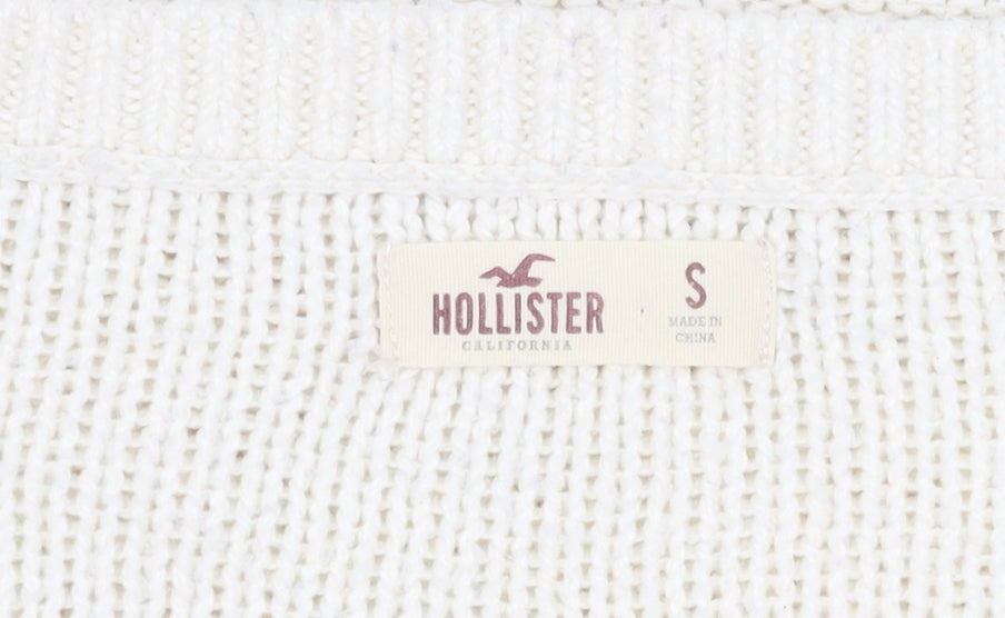 Hollister Women's Ivory Cable-Knit Pullover Jumper S