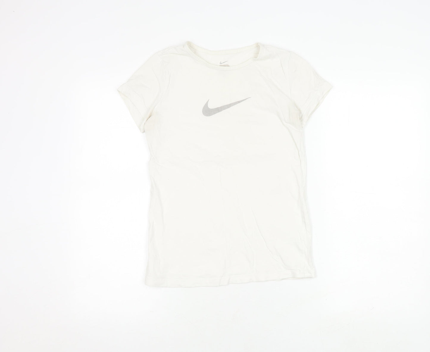 Nike Teens White Basic T-Shirt, L, Casual Summer Style