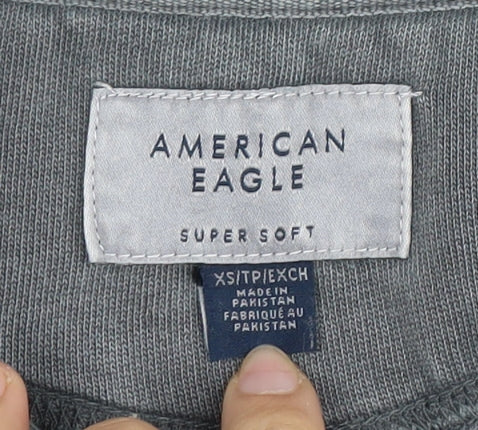 American Eagle Mens XS Grey 1/4 Zip Sweatshirt