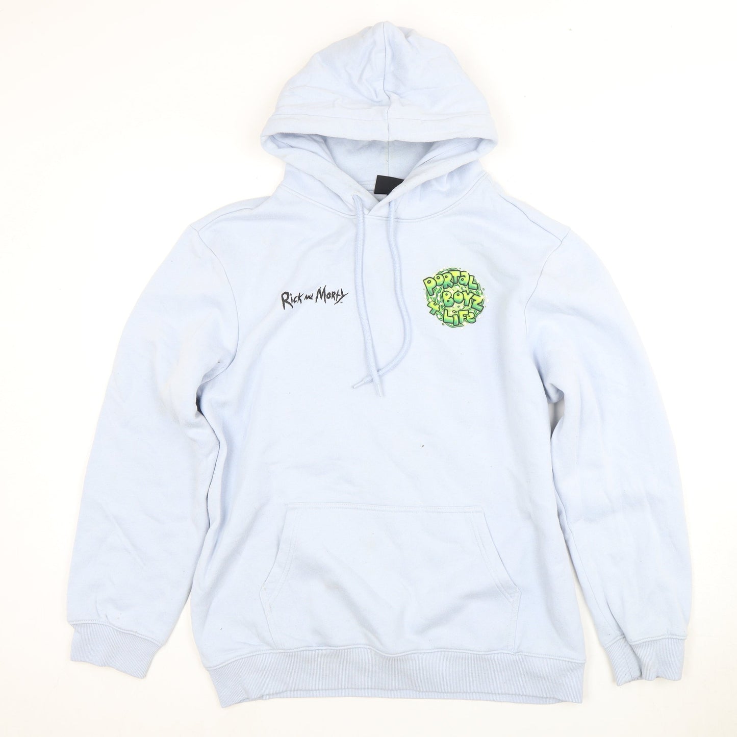 H&M Men's Blue Hoodie S Pullover Cartoon Graphic