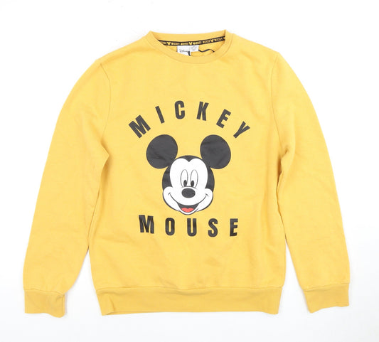 Disney Women's Yellow XS Mickey Mouse Pullover Sweatshirt