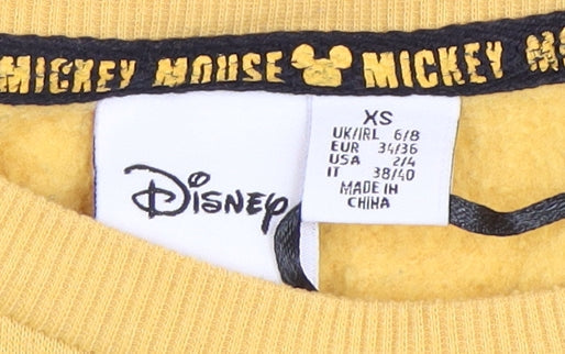 Disney Women's Yellow XS Mickey Mouse Pullover Sweatshirt