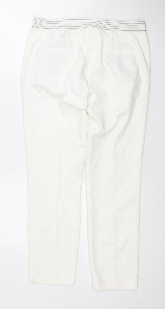 Zara Women's Ivory Trousers, Size L, Cotton Blend