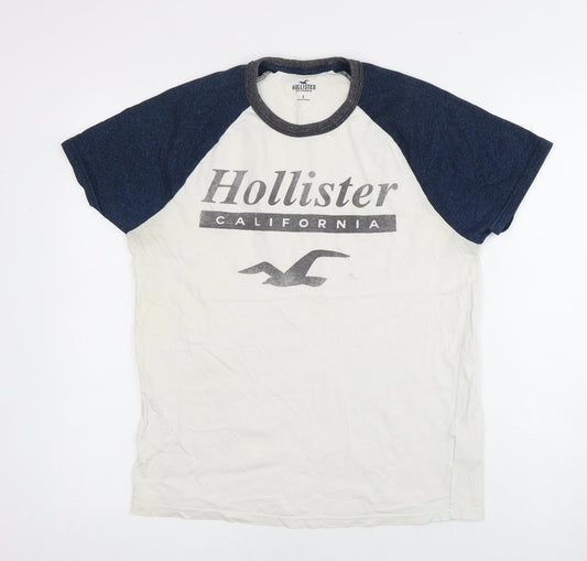 Hollister Men's White Crew Neck Logo T-Shirt, Size S