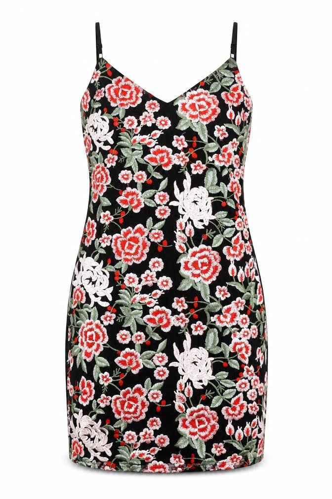 Zino Women's Floral Slip Dress, Black, Size 12, Party Wear