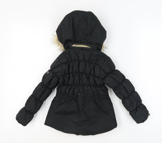 Dare 2b Boys Black Puffer Jacket with Fur Trim 3-4 Years