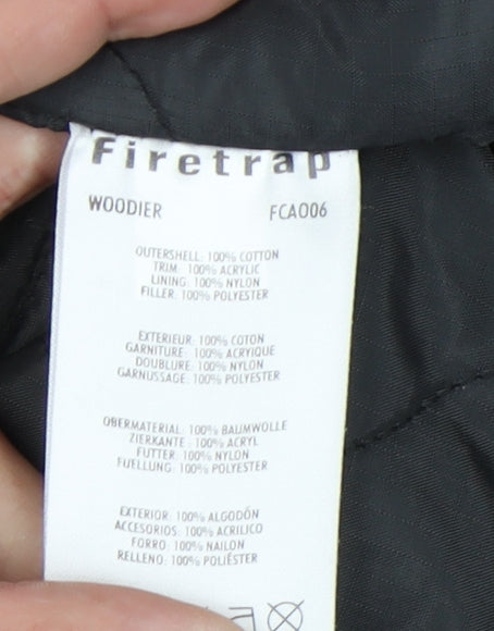 Firetrap Men's Black Hooded Parka Jacket XL