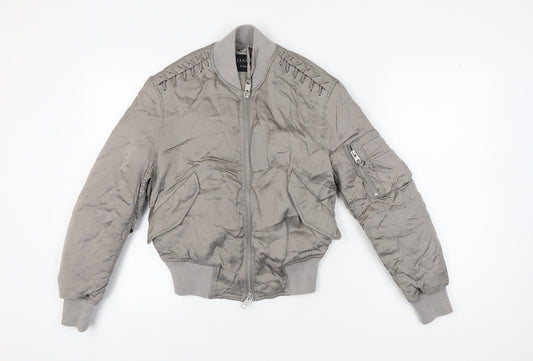 AllSaints Women's Grey Nylon Bomber Jacket XS