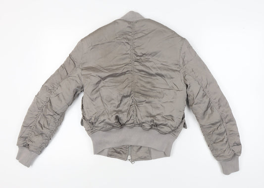 AllSaints Women's Grey Nylon Bomber Jacket XS