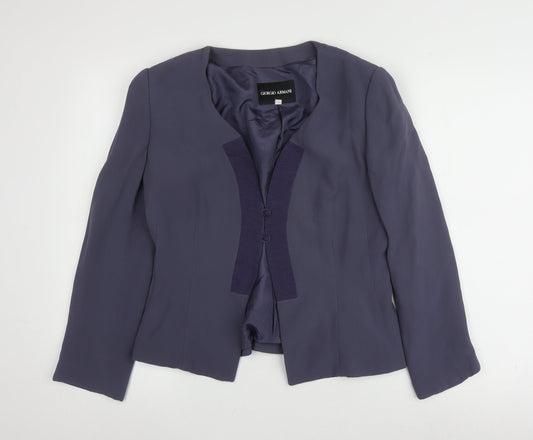 Giorgio Armani Women's Blue Silk Suit Jacket Size 16