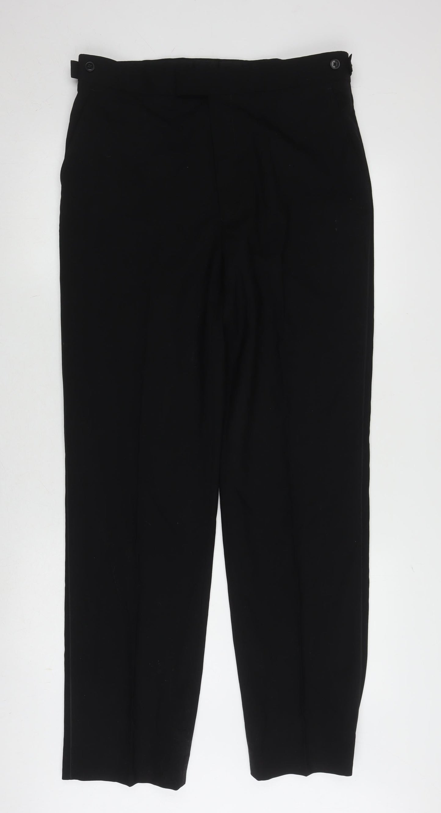Moss Bros Men's Black Wool Trousers, Size 32R