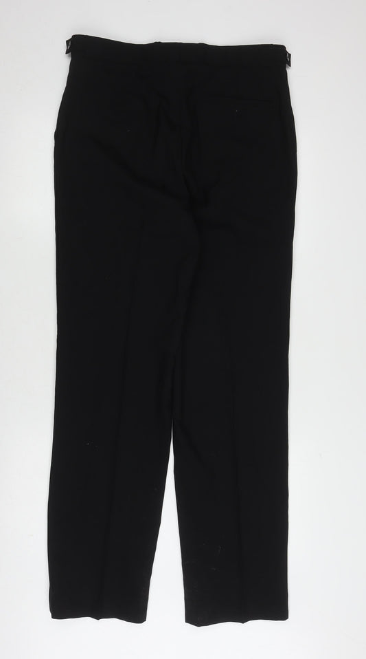Moss Bros Men's Black Wool Trousers, Size 32R