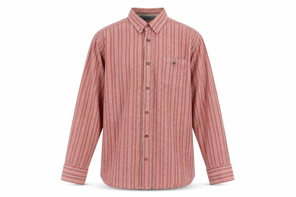 Mantaray Men's Red Striped Button-Up Shirt, Size S