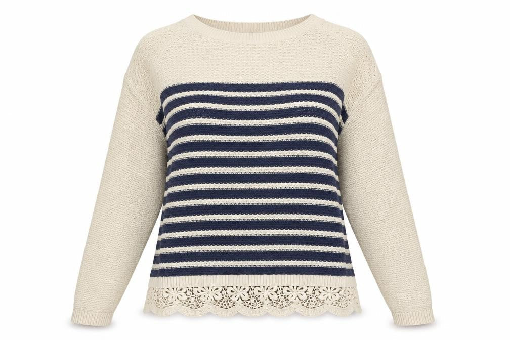 Womens UK 8 Regular FatFace Ivory Pullover Open-Knit