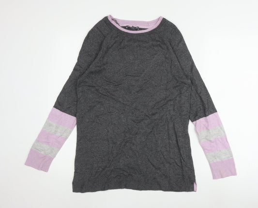 Laura Ashley Women's Grey Striped Jumper UK 10