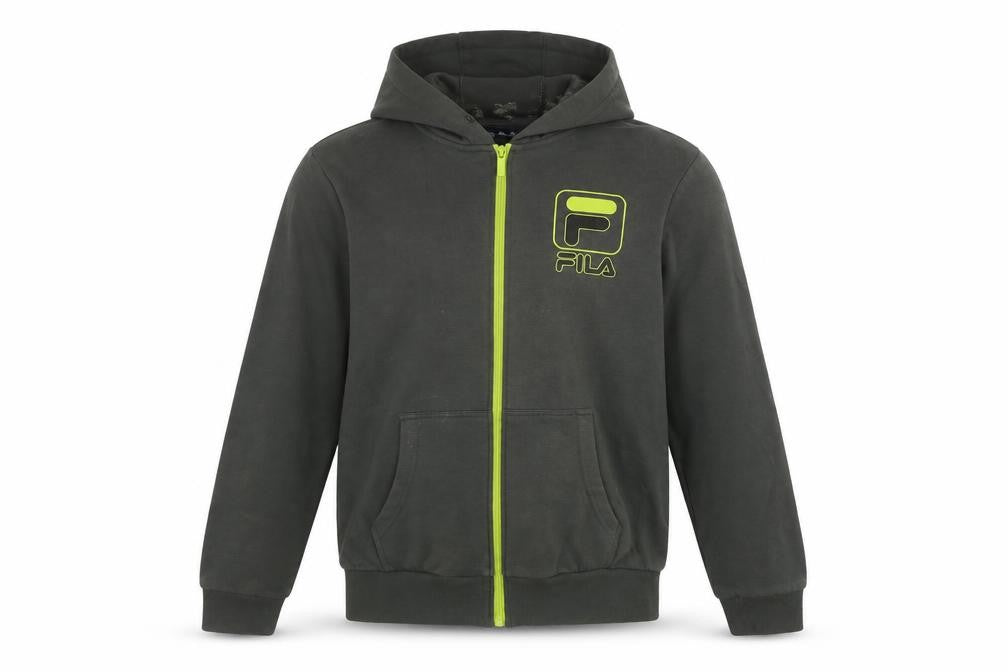 Mens UK S Regular FILA Grey Full Zip Hoodie