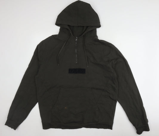 GUESS Men's Black 2XL Pullover Hoodie with Logo