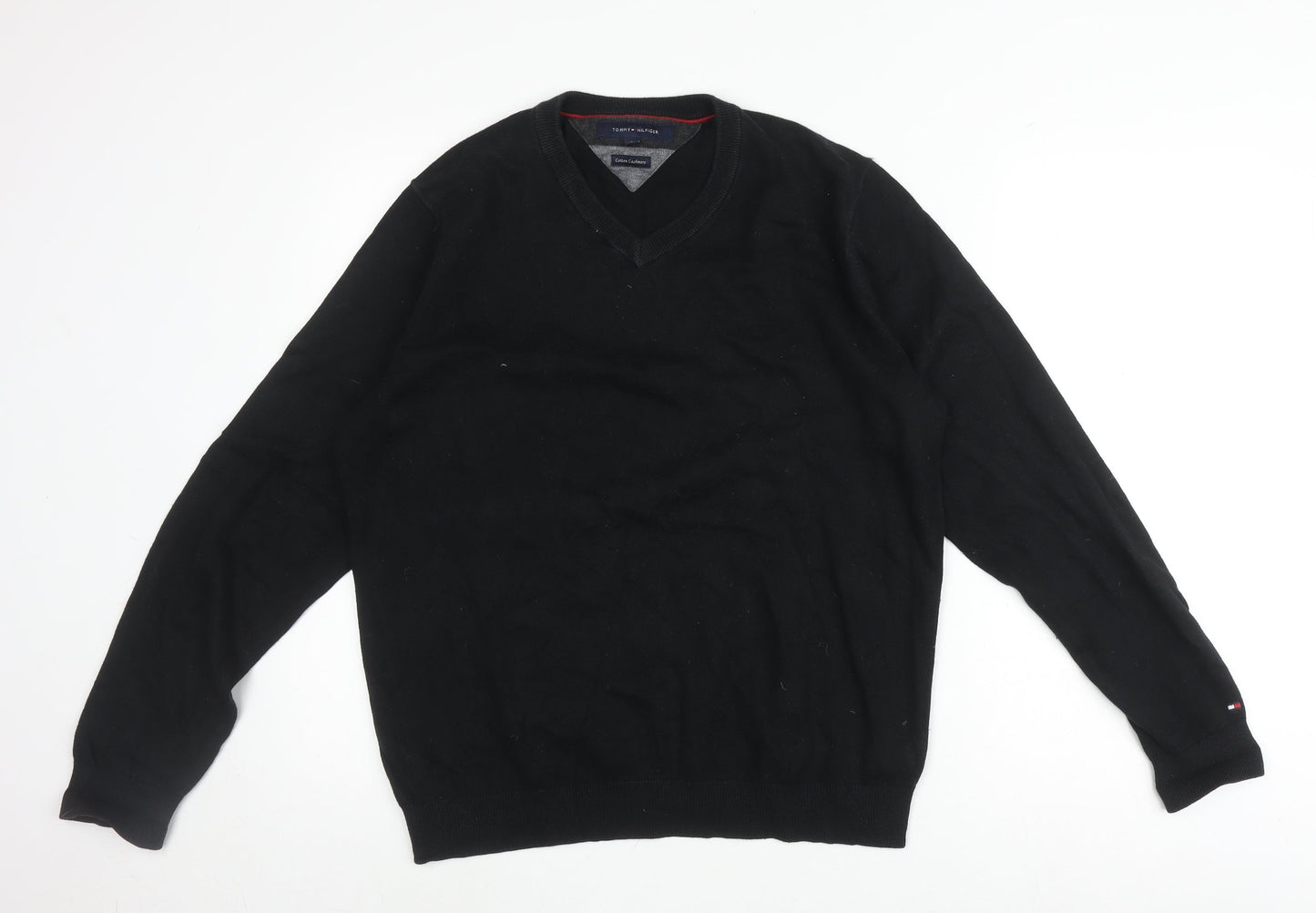 Tommy Hilfiger Men's Black V-Neck Pullover, Size L