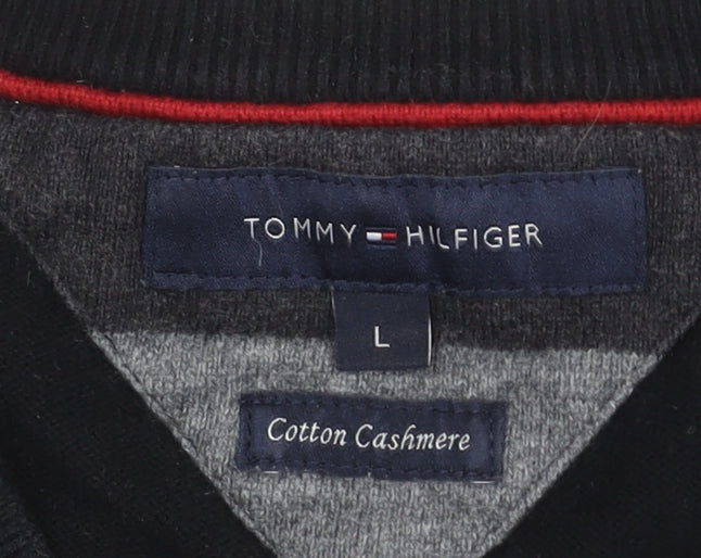 Tommy Hilfiger Men's Black V-Neck Pullover, Size L