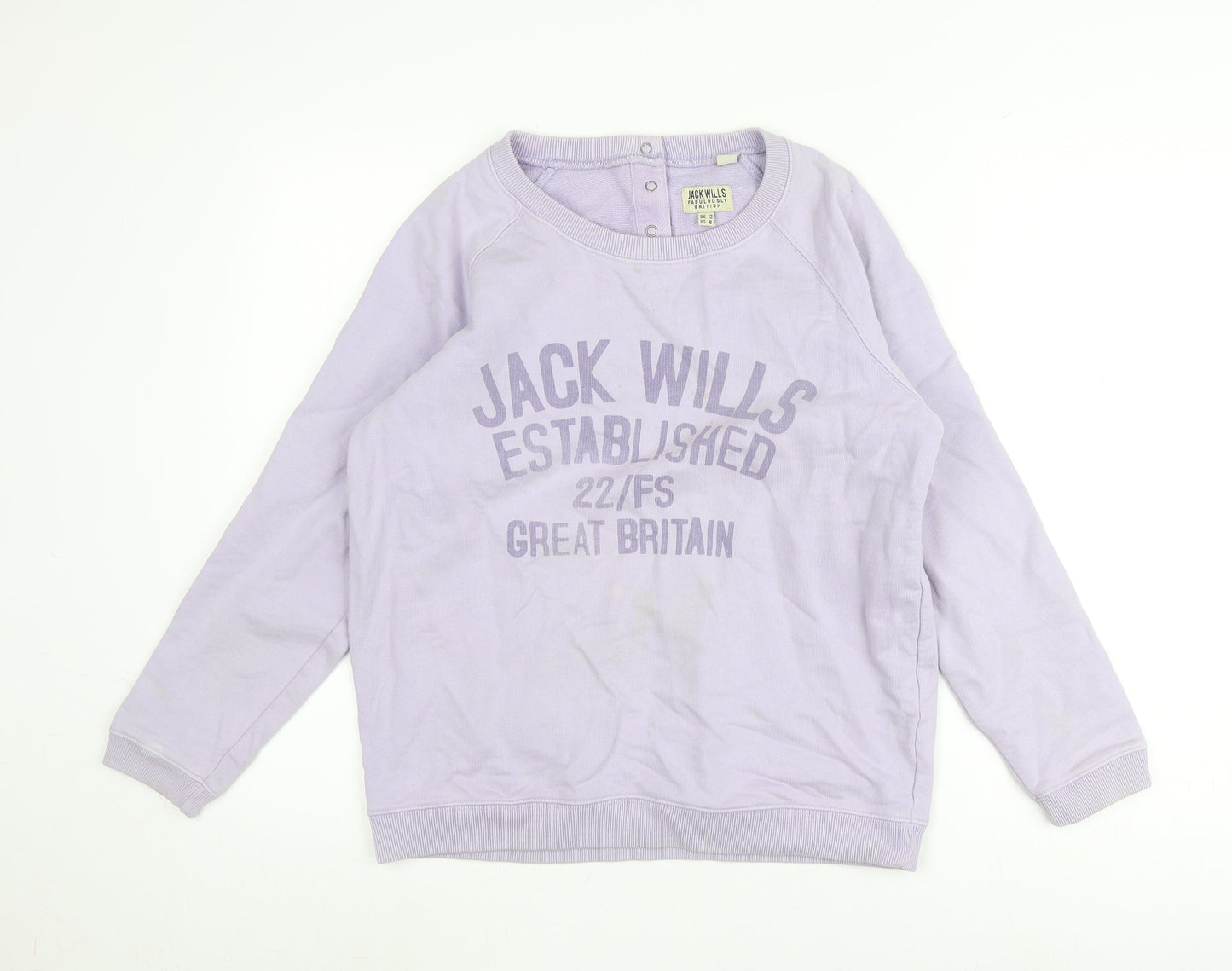 Jack Wills Women's Purple Logo Sweatshirt Size 12