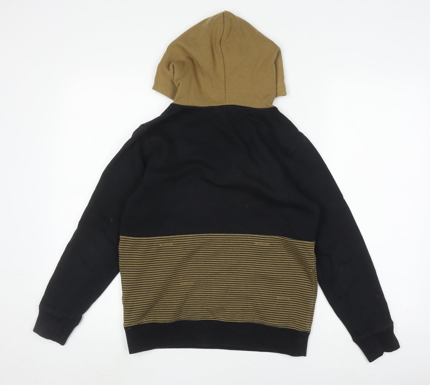 Volcom Boys Black Yellow M Striped Pullover Hoodie