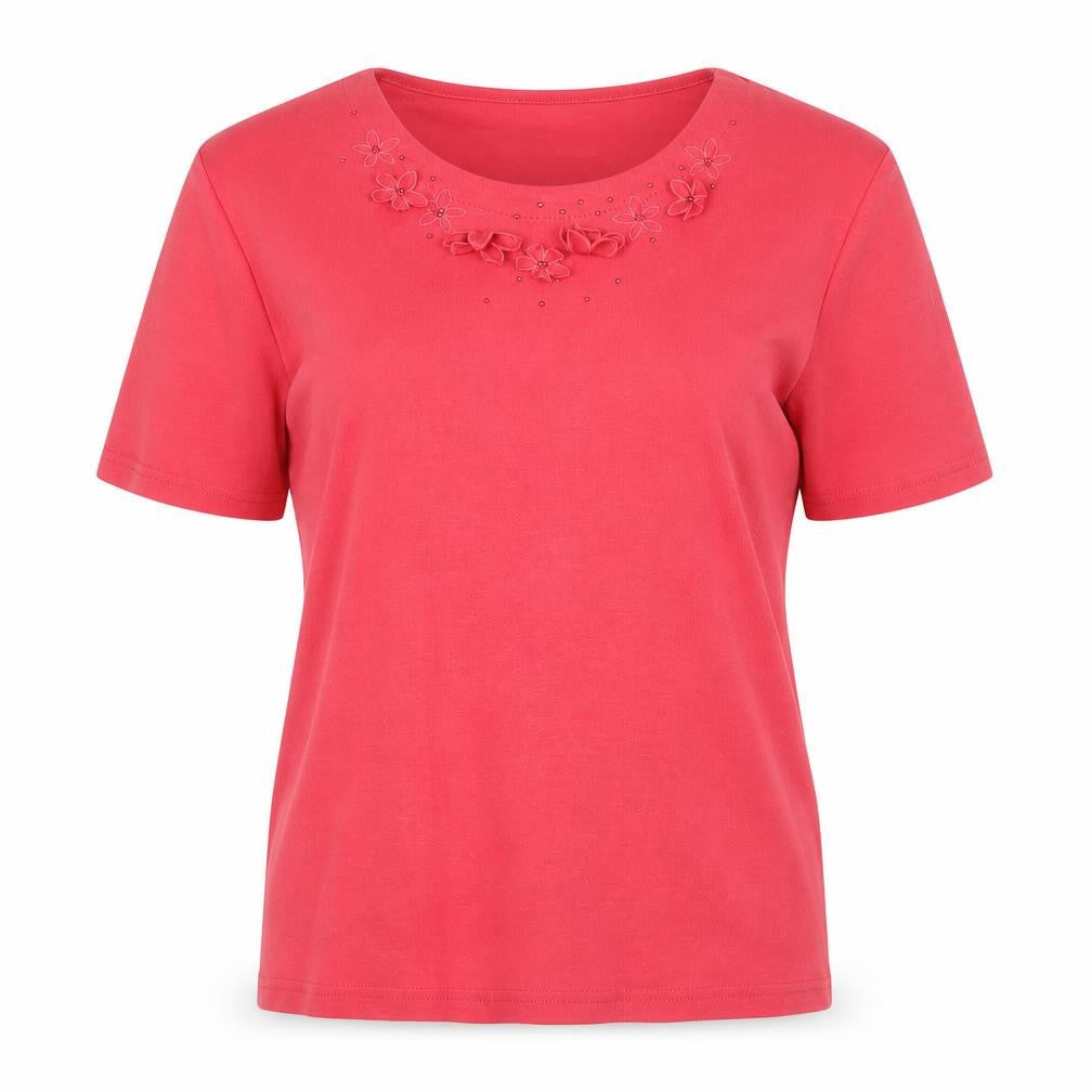 Womens UK Size 10 Eastex Red 100% Cotton T-Shirt