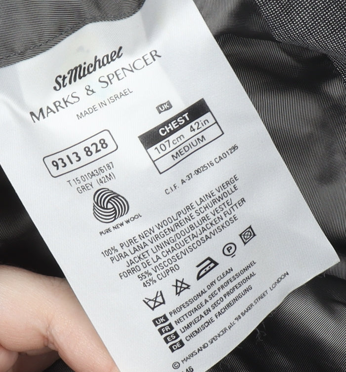 Marks and Spencer Grey Wool Men's Blazer, Size 42R