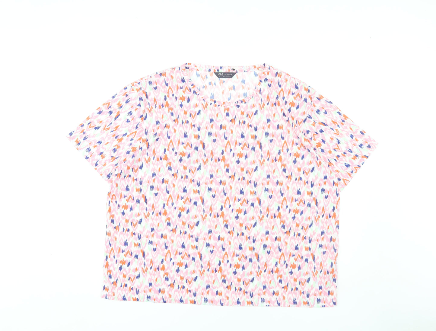 Marks and Spencer Women’s Pink Geometric T-Shirt Size 18