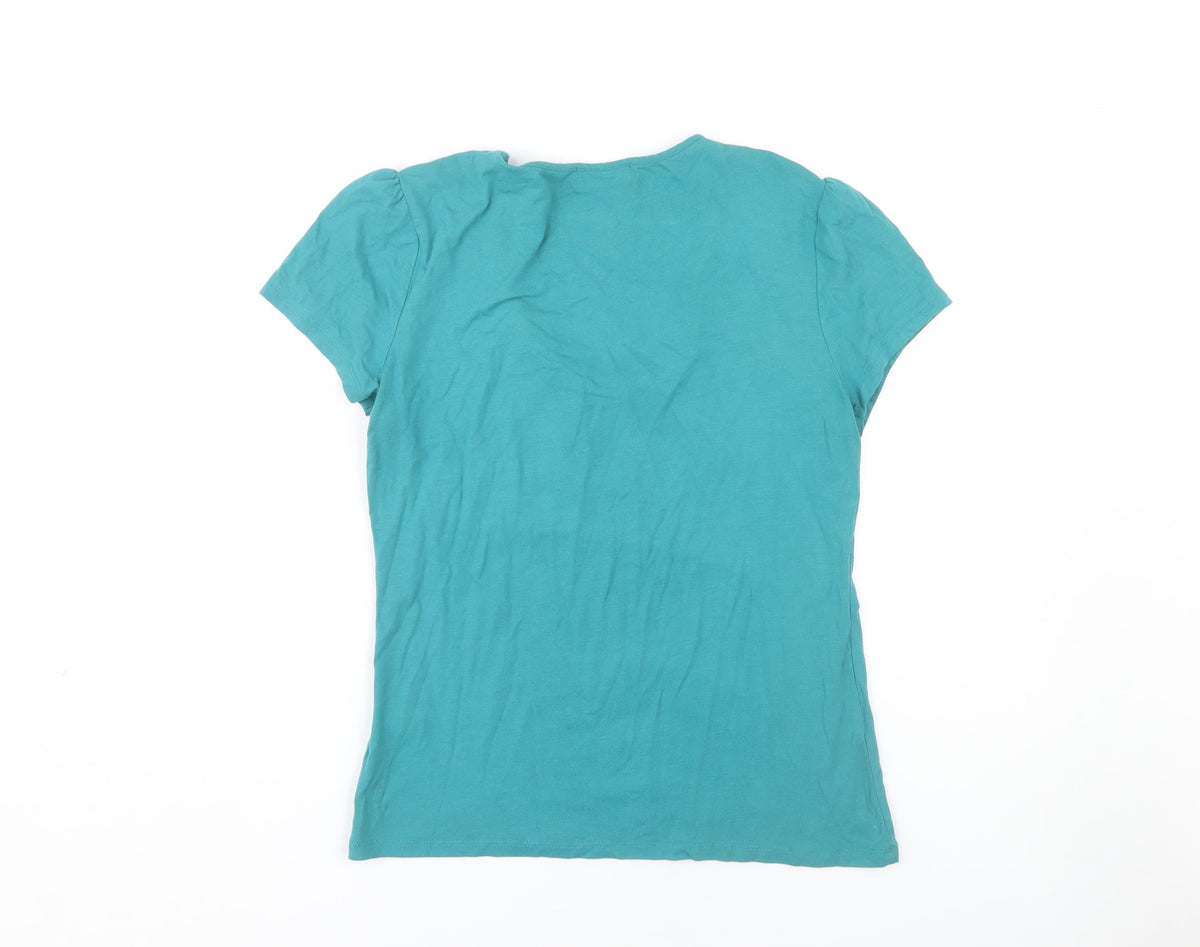 Back view of Principles Women's Blue Scoop Neck T-Shirt, size 12