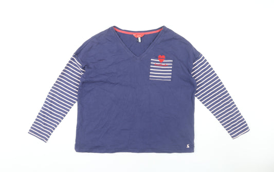 Joules Women's Blue Striped Long Sleeve T-Shirt Size 14