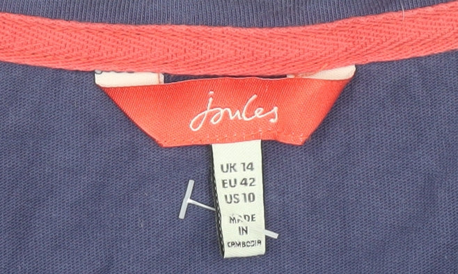 Joules Women's Blue Striped Long Sleeve T-Shirt Size 14