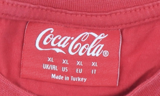 Coca-Cola Men's Red Christmas XL Graphic T-Shirt