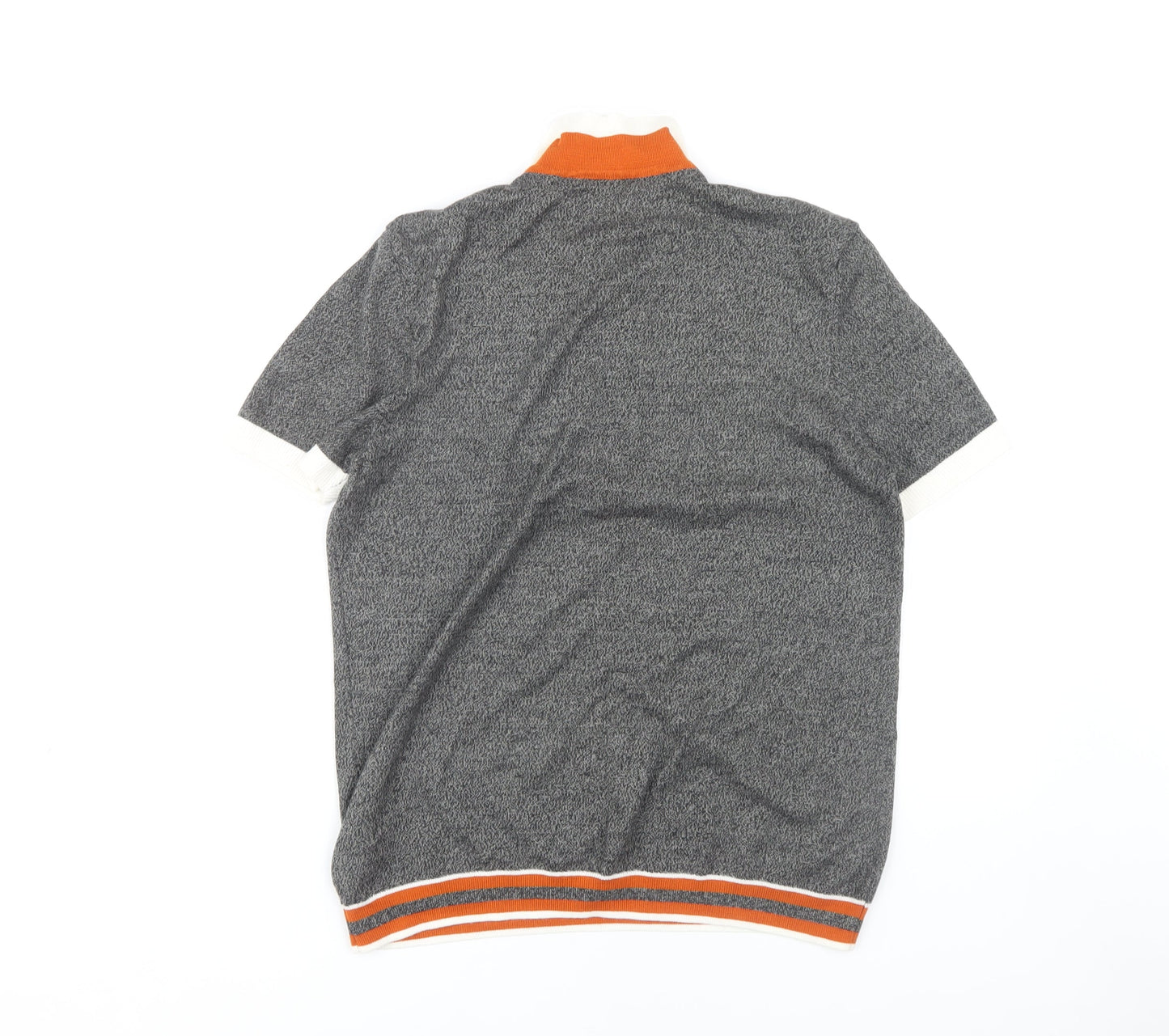 Topman Men's Grey Polo - Size M, Stylish Knit 1/4 Zip