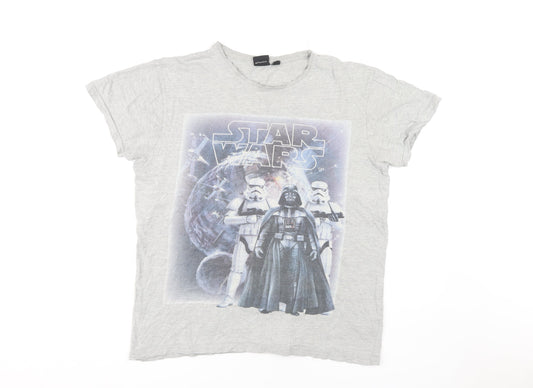 Star Wars Men's M Grey T-Shirt, Graphic Print, Sci-Fi Style