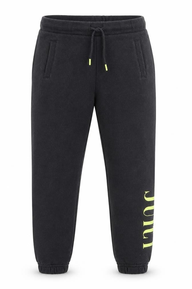 Front view of Juicy Couture girls’ black jogger trousers, size 6-7, years