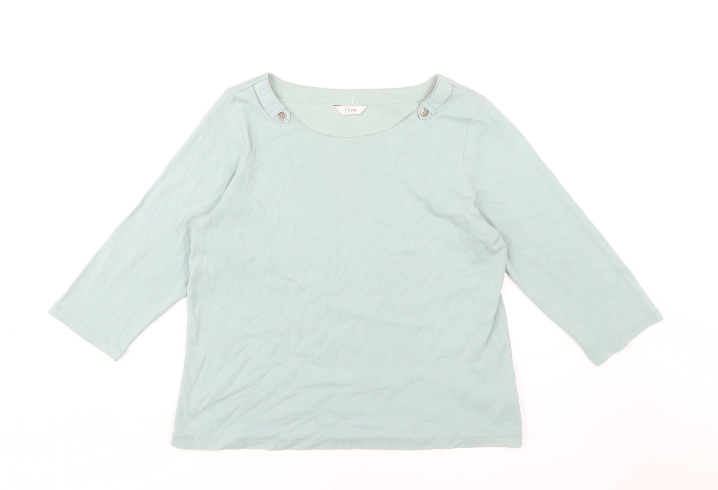 Marks and Spencer Blue 3/4 Sleeve T-Shirt UK 14