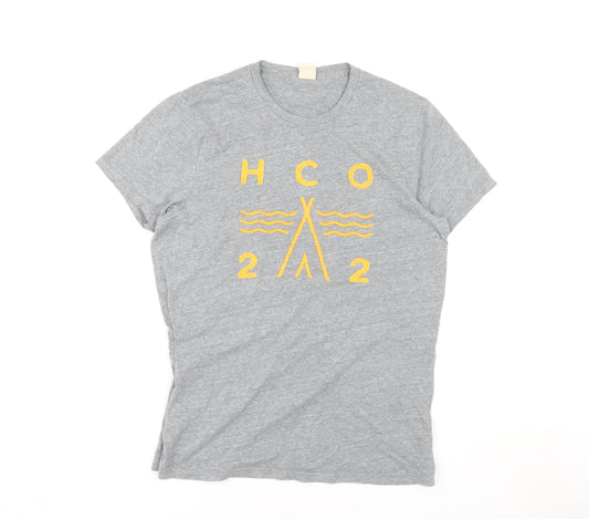 Hollister Men's Grey Graphic T-Shirt, Size S