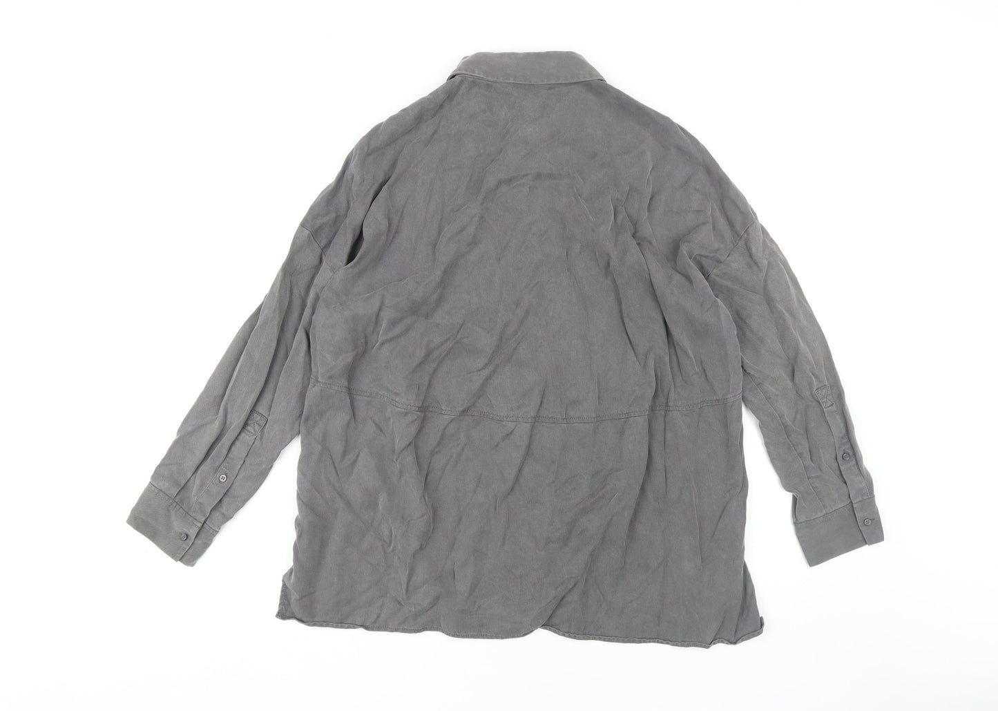 COS Women's Grey Button-Up Shirt, Size S, Regular Fit